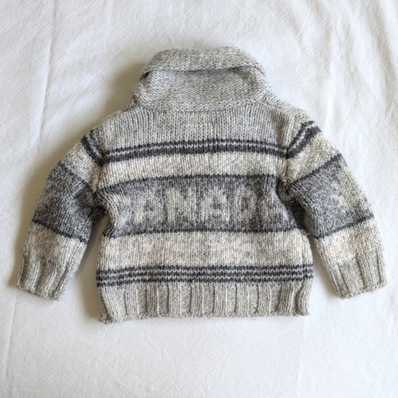 canadiana chunky knit zipper close shawl collar cardigan sweater 0-3 months baby - Picture 8 of 8